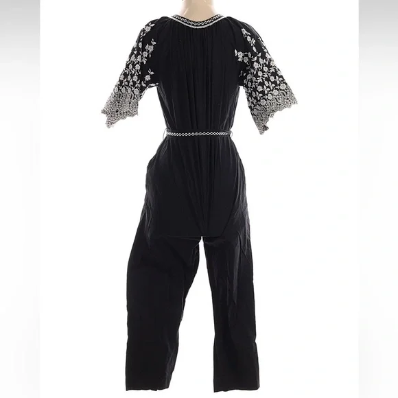 Ulla Johnson Alexi Black and White Embroidered Jumpsuit - Picture 4 of 6